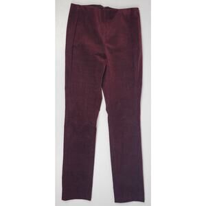 Theory H0804220 Navalane Casual Velvet Maroon Stretch Back‎ Zip Pants Womens 6